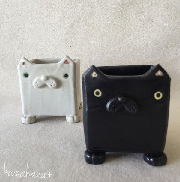 箱ねこ花器