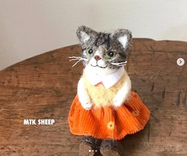 猫の羊毛フェルト作品