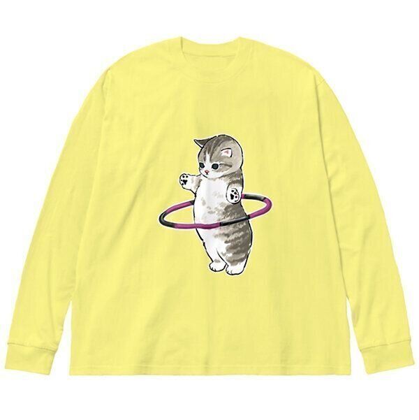 「フラフープにゃん」ビッグシルエットロングスリーブTシャツ