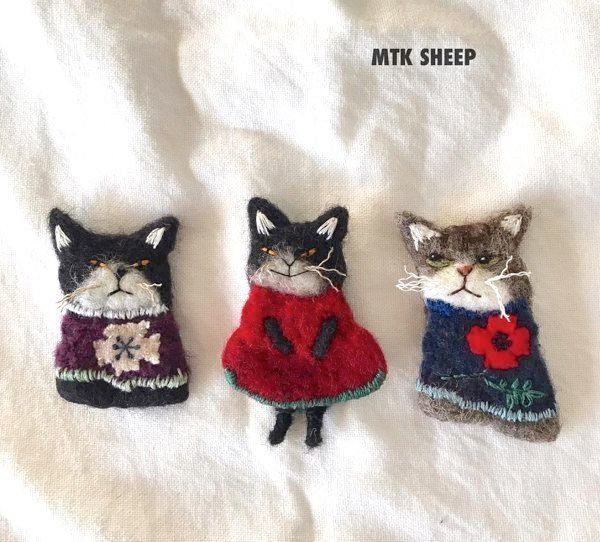 猫の羊毛フェルト作品