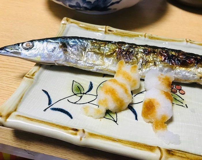 仲良し猫の大根おろしアート
