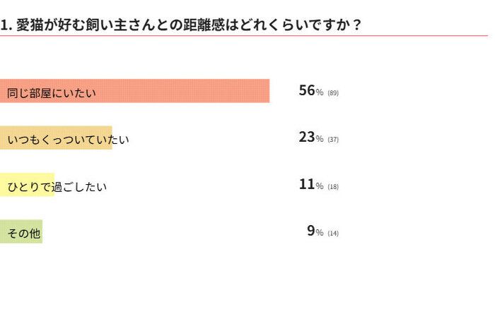愛猫が好む飼い主さんとの距離感はどれくらいですか？