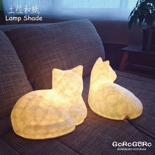 和紙猫のランプシェード