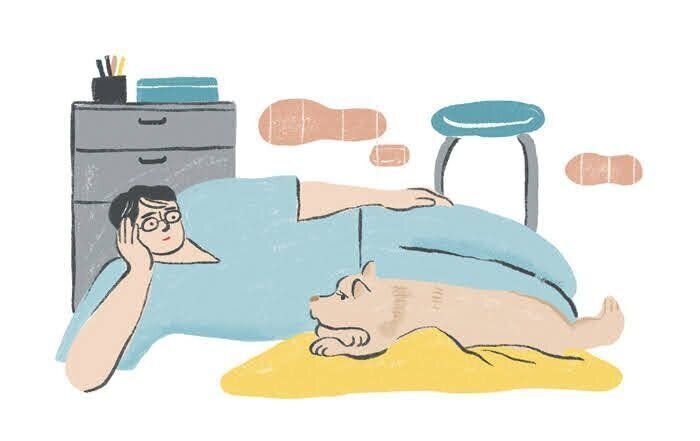 犬に寄り添う男性