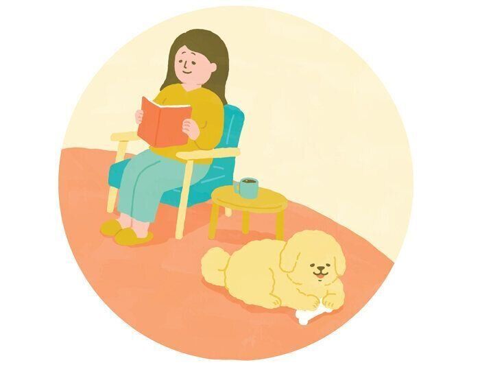 ひとり時間を楽しむ犬と飼い主