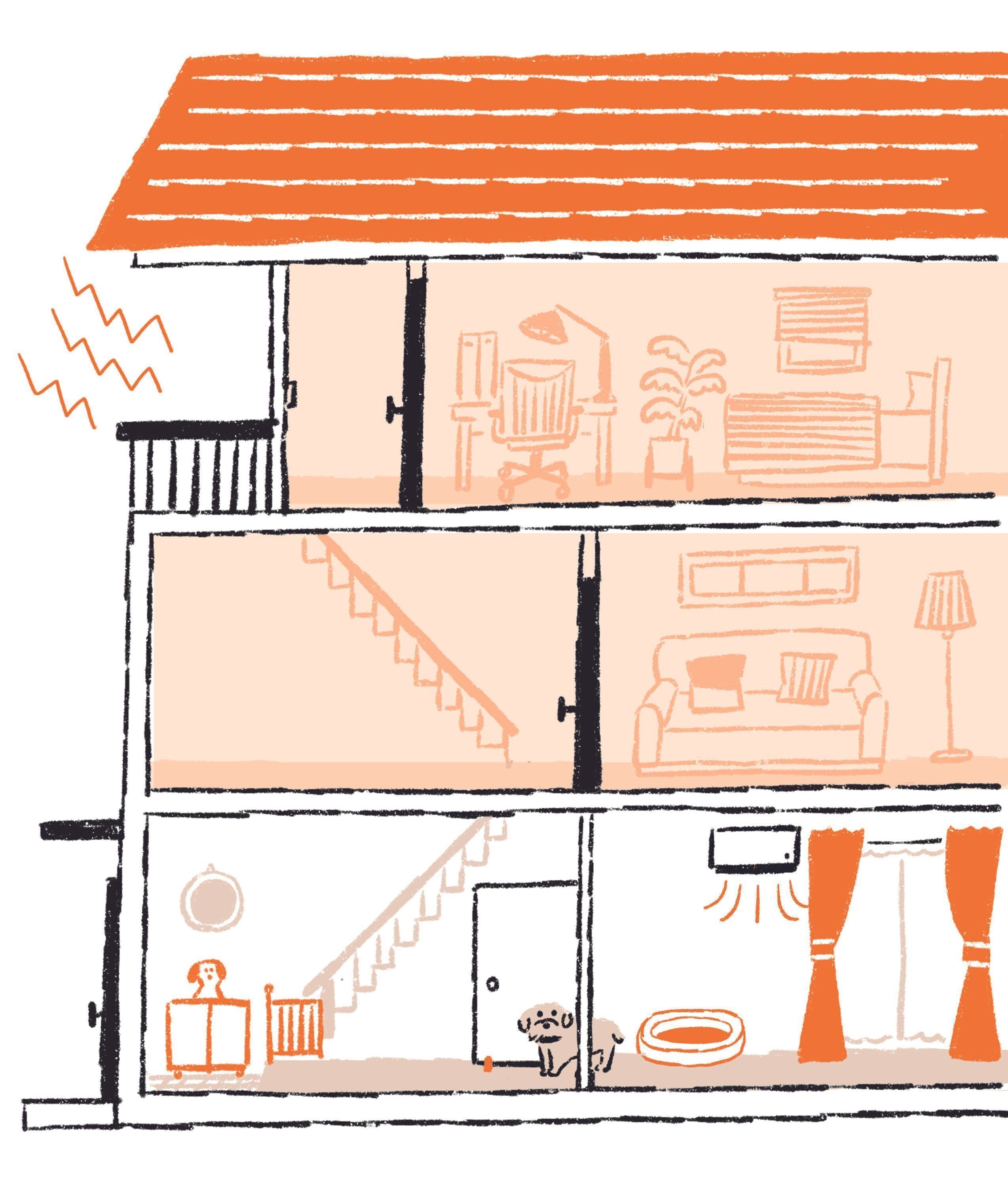 ドアを開けておいて１階はフリーにさせて