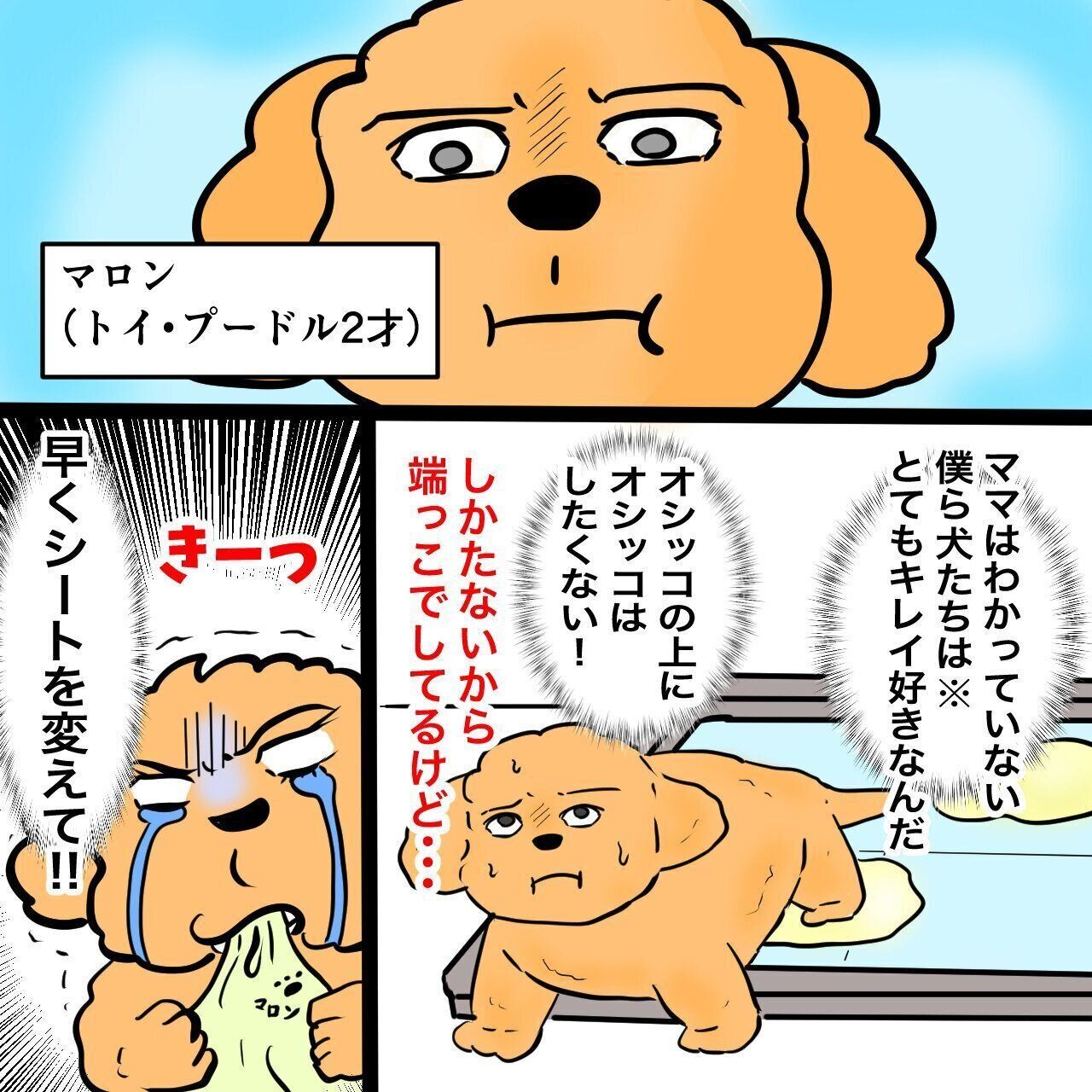 デオシート キレイパッド シートに貼るだけ マロン トイ・プードル 犬漫画
