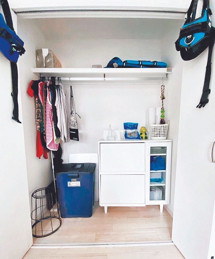 3頭が過ごす部屋のクローゼット