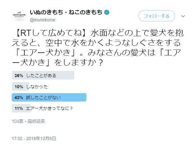 エアー犬かきアンケート結果