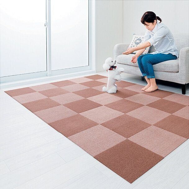 カーペットの上で遊ぶ犬