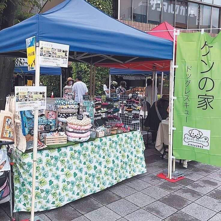 不定期で開催する譲渡会では、手作りの犬グッズなどを販売するマルシェも行い、活動資金の足しにしています