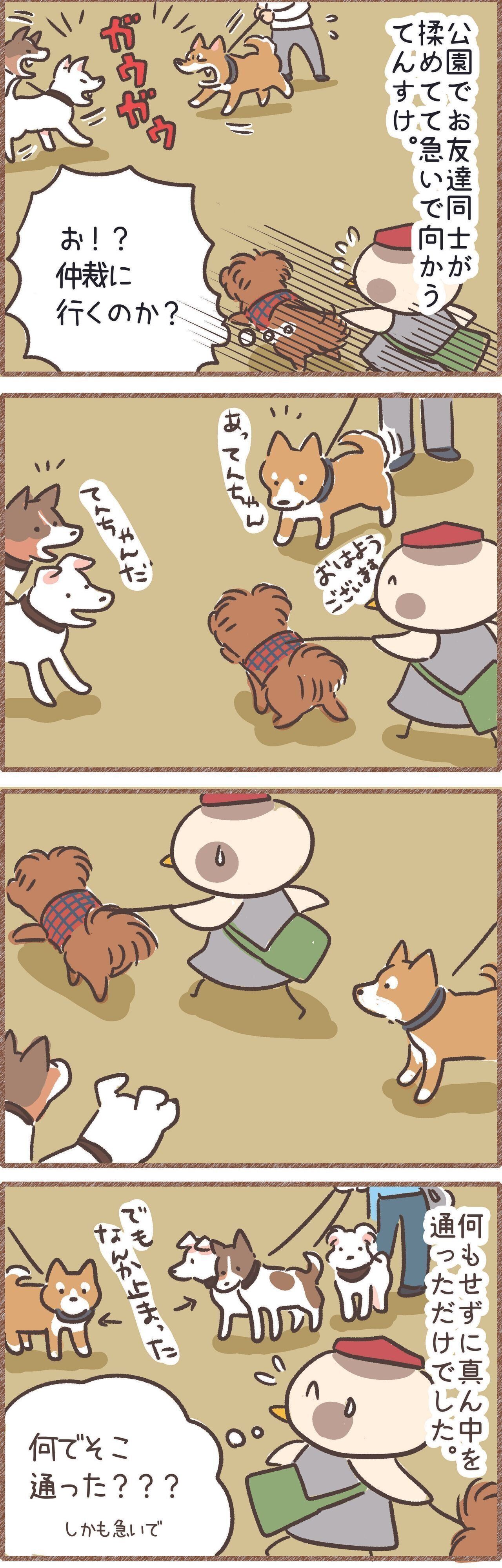 喧嘩の仲裁をしない犬の漫画
