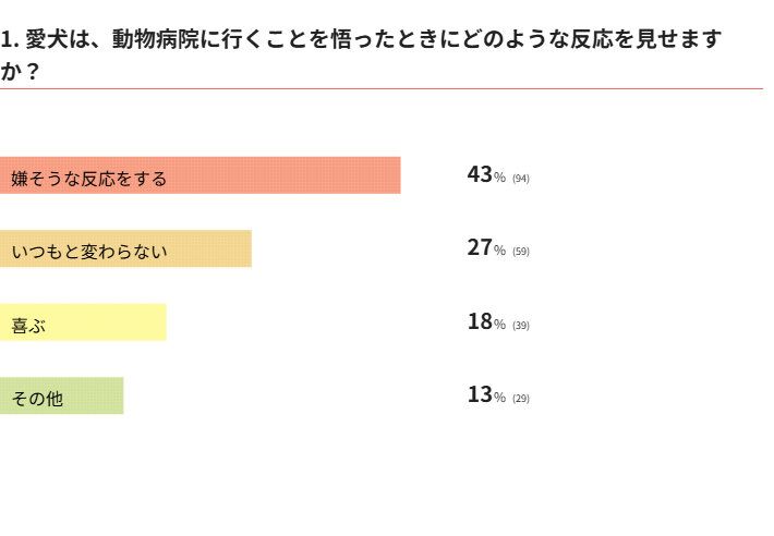 動物病院に行くことを悟った犬の反応は？