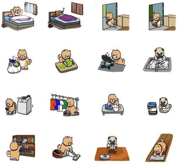 暮らし使い分けスタンプ（柴＆パグ）