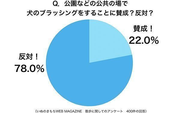 グラフ：公園など公共の場で犬のブラッシングをすることに賛成？反対？