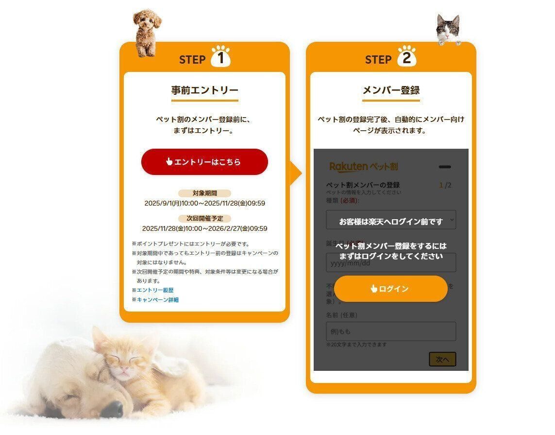 「楽天ペット割」メンバー登録方法