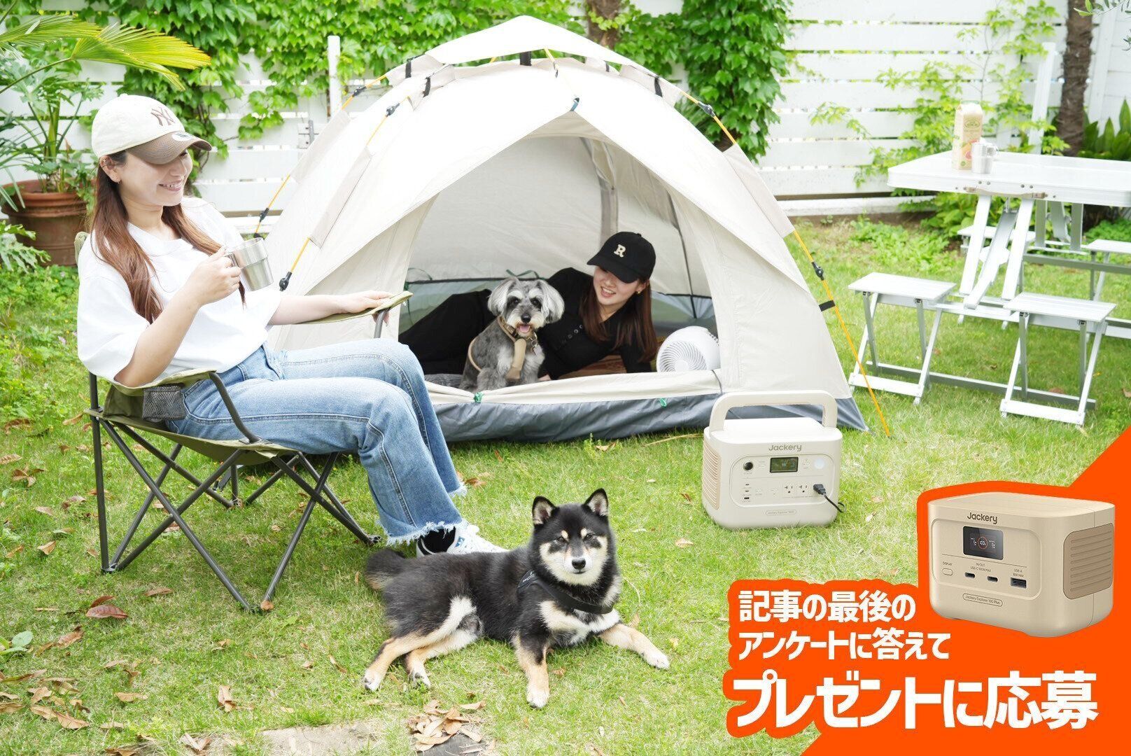犬とお出かけ　キャンプ　ドッグラン　愛犬の酷暑対策　暑さ対策　　Jackery　ジャクリ　ポータブル電源