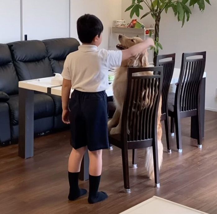 仲良しなミィちゃんと息子さん