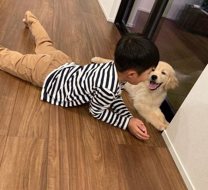 息子さんのことを見つめるミィちゃん