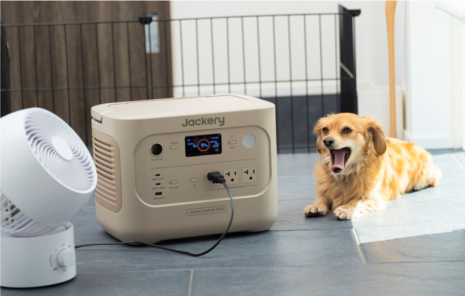 Jackery Japan　ジャクリ　ポータブル電源　犬　在宅避難　自宅避難　キャンプ　アウトドア　ソーラーパネル
