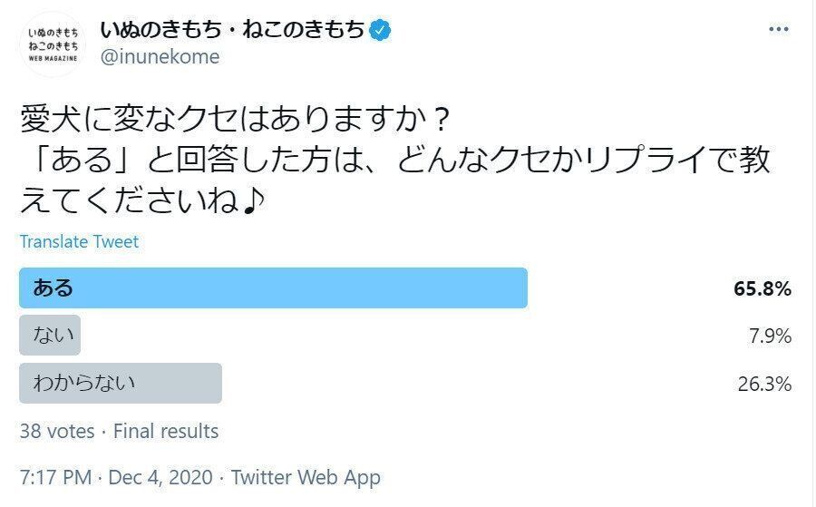 犬の変なクセに関するアンケート