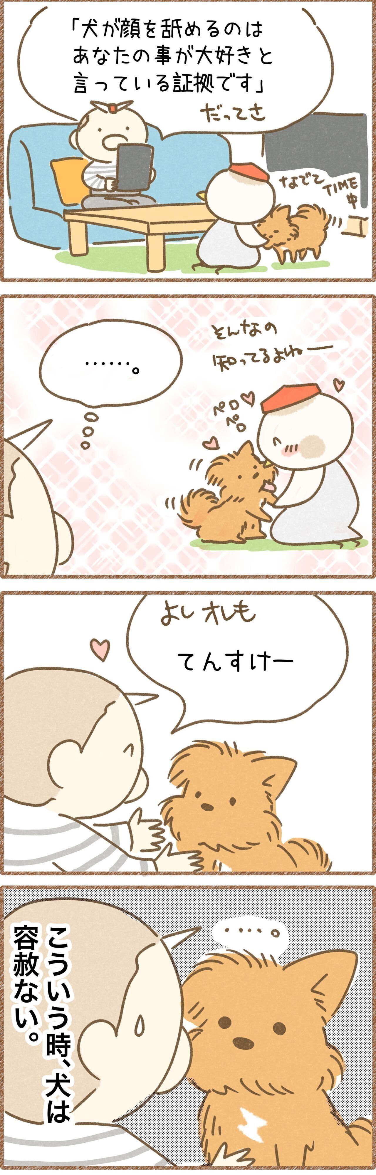 気を使ってペロペロしたりしない犬の漫画