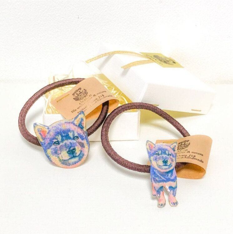 柴犬の油絵ヘアゴム