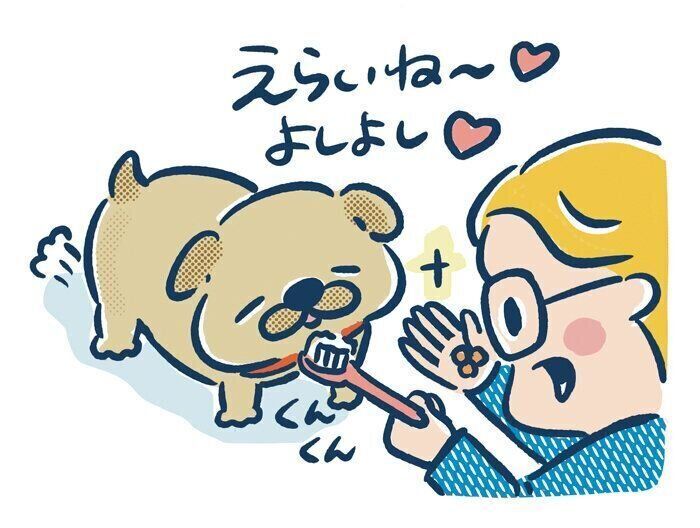 おやつを与えて褒める