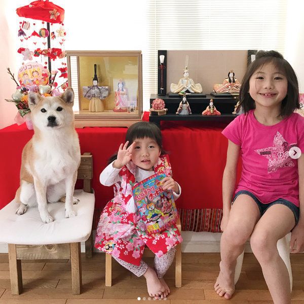 子どもたちと柴犬のリリコちゃん