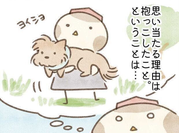 愛犬がくっつけてくるサプライズに困る飼い主｜連載「こぐま犬てんすけ」vol.293
