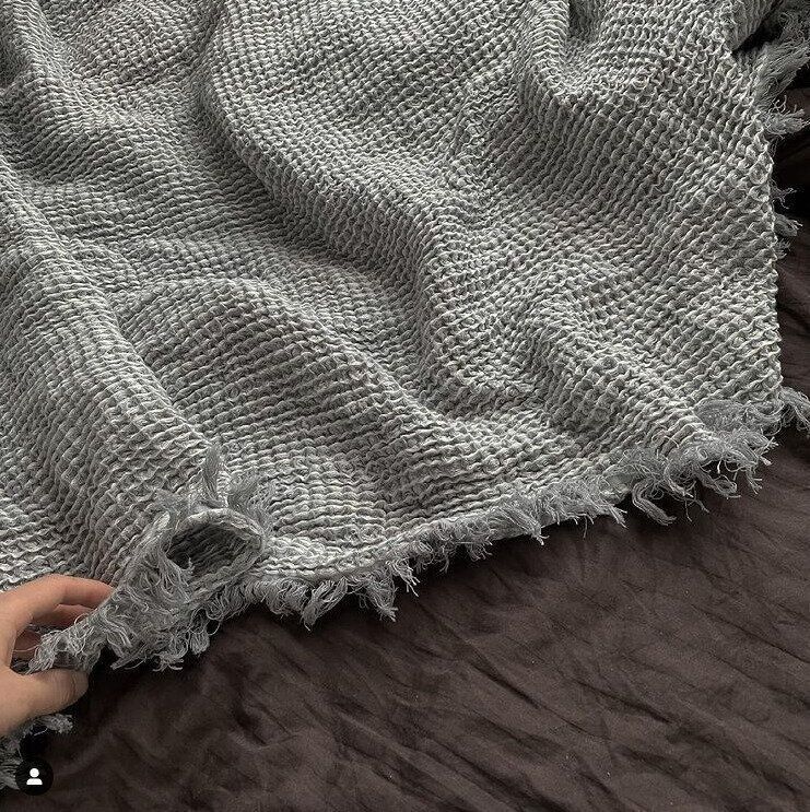 無印良品 麻100% ワッフル スロー 綿麻 ワッフル織 ブランケット | 無印良品