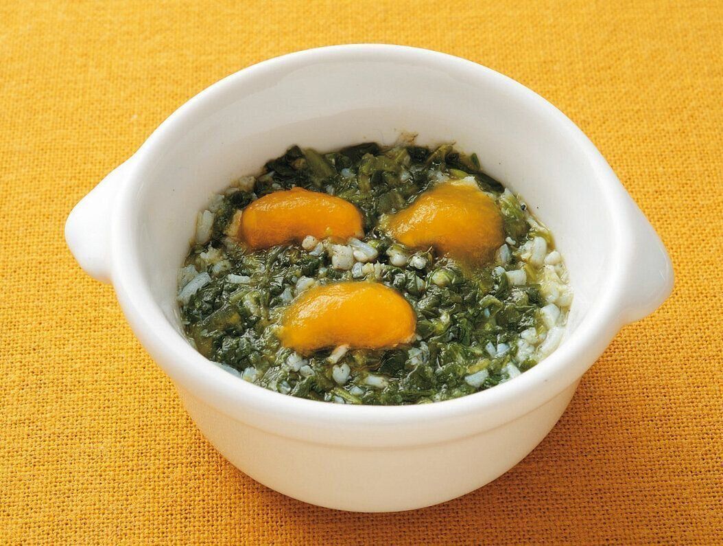 小松菜としらすの豆腐プリン風 （離乳中期 7～8カ月ごろ）