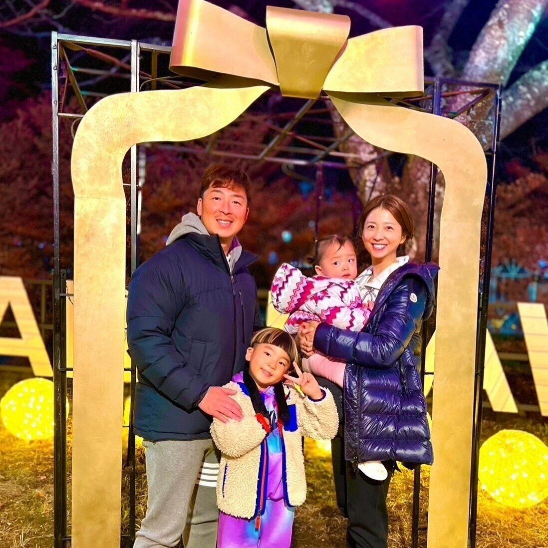 軽井沢へ行ったときの家族写真。