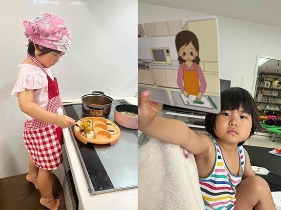 料理をする愛鈴ちゃんの写真