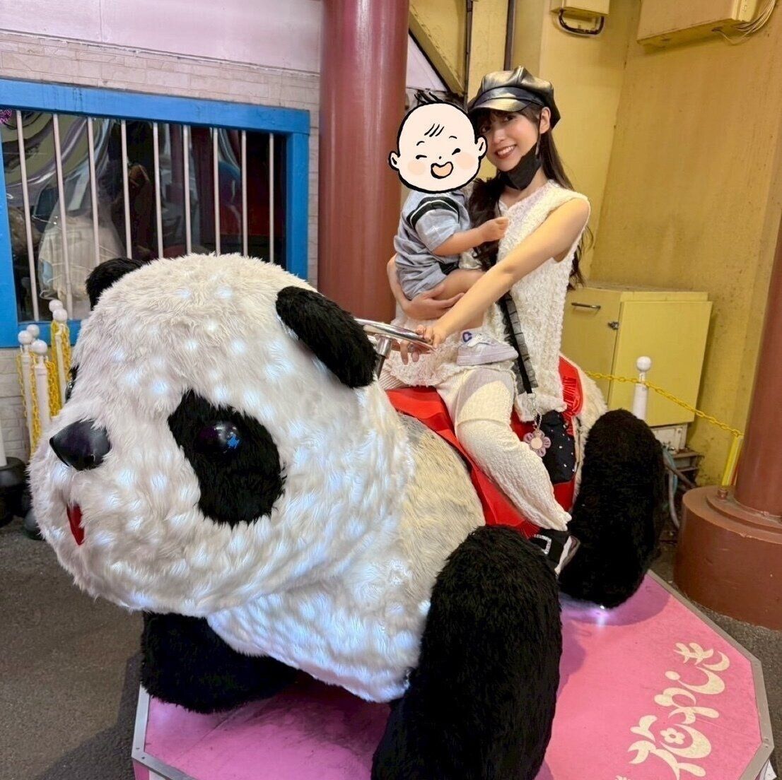 お出かけ中のゆんさんとコルクくん。