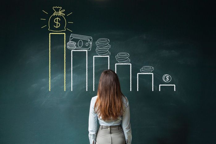 黒板の財務チャート