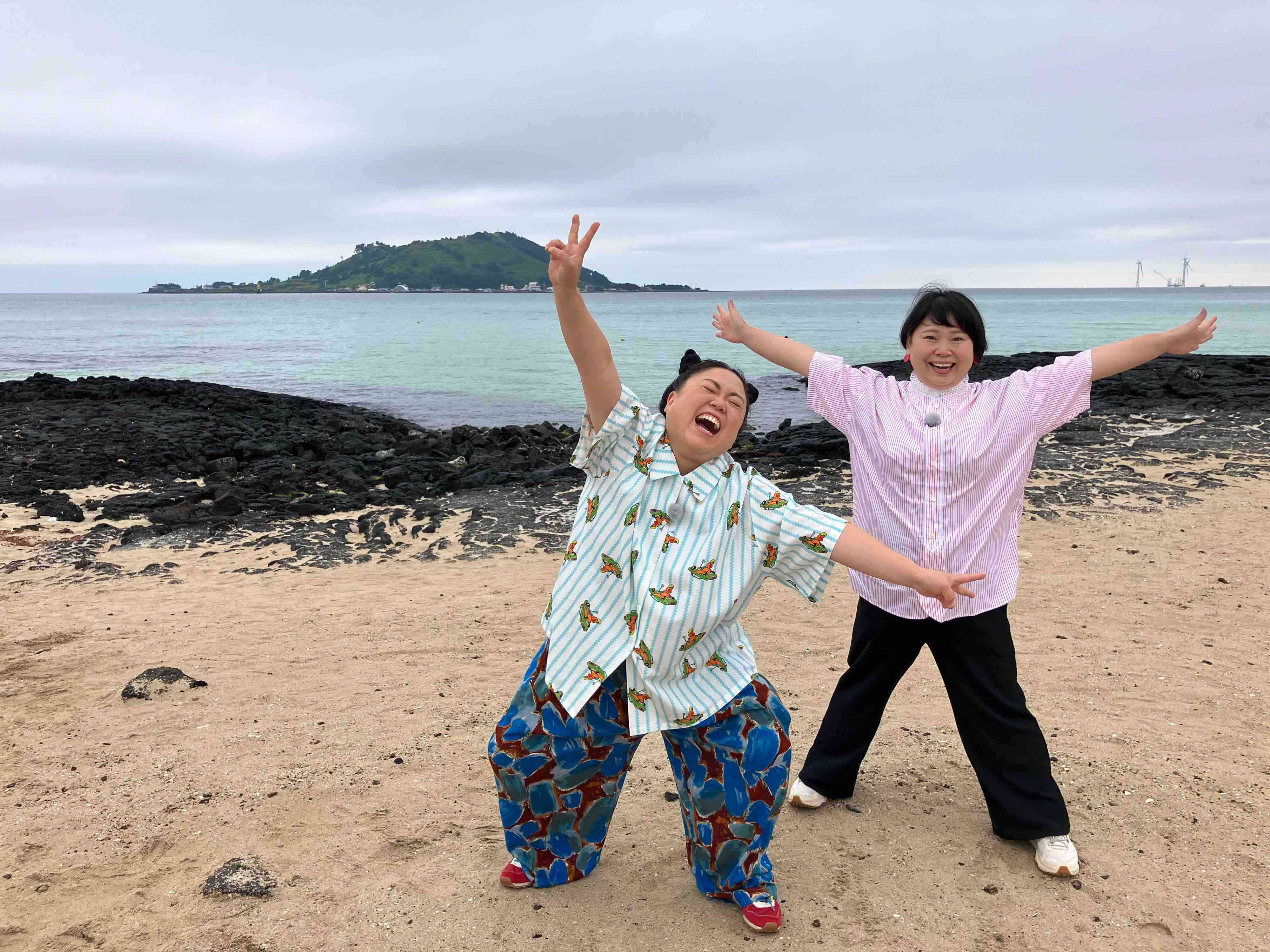 ロケ先での、ニッチェ江上さんと近藤さん。