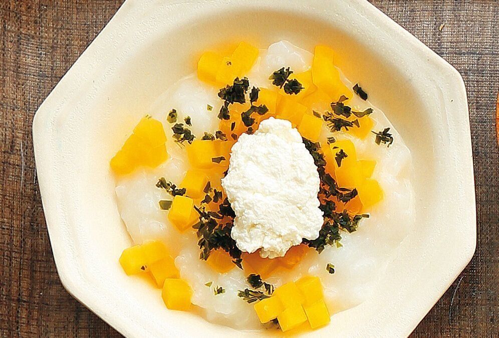 かぼちゃとわかめとチーズのおかゆ （離乳中期 7～8カ月ごろ）