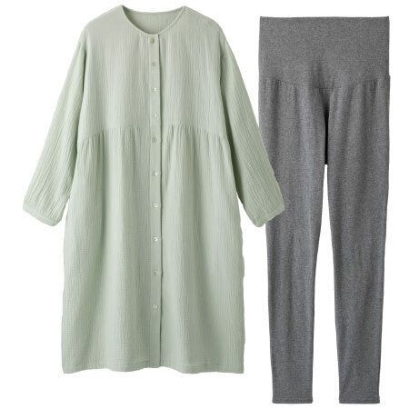 犬印本舗 【綿100%】ポコポコガーゼワンピ&らくちんレギンスパジャマ