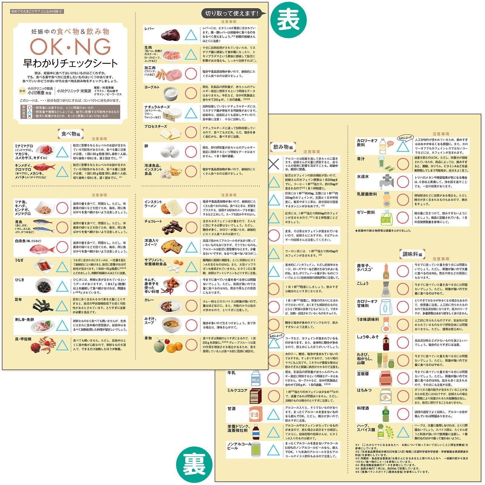 【とじ込み付録】妊娠中の食べ物＆飲み物「OK・NG」早わかりチェックシート