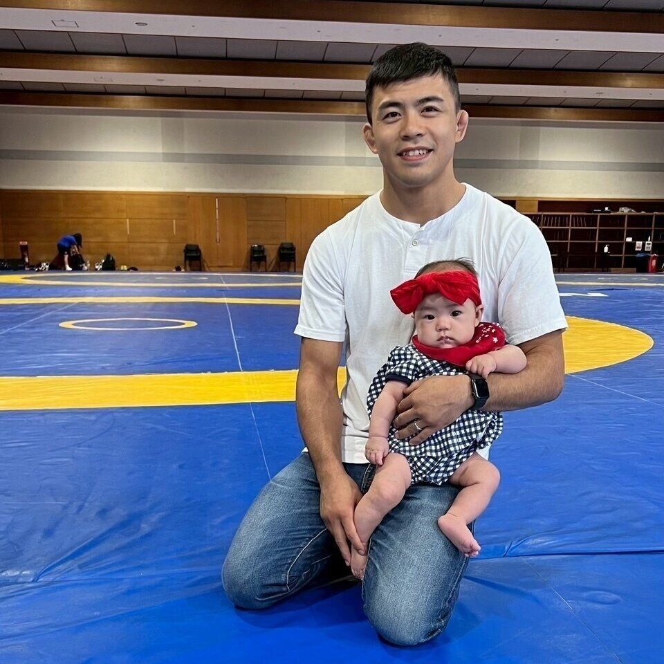 長女が小さいころに、文田さんの練習場にて。