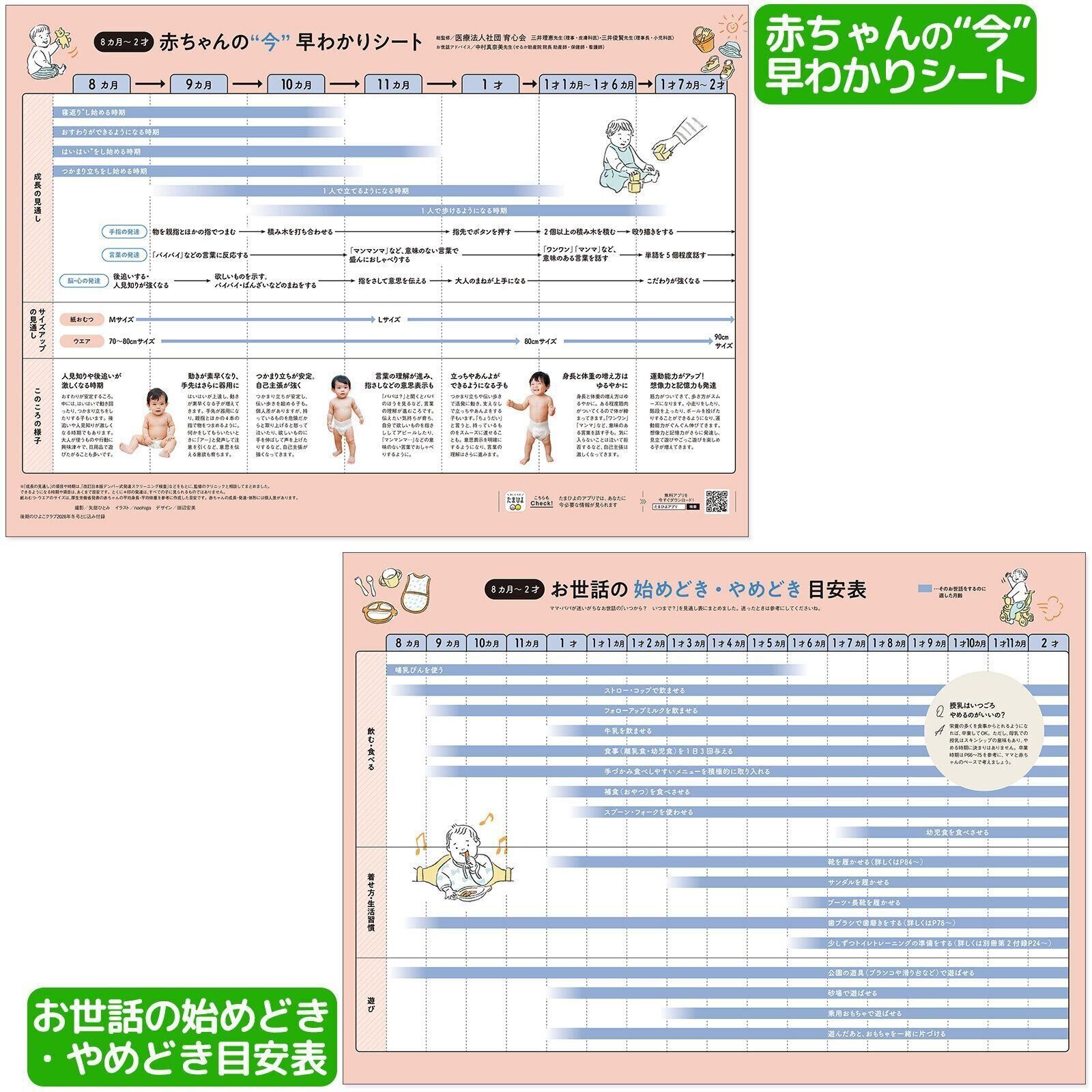 【とじ込み付録】8カ月～2才 赤ちゃんの“今”早わかりシート＆お世話の始めどき・やめどき目安表