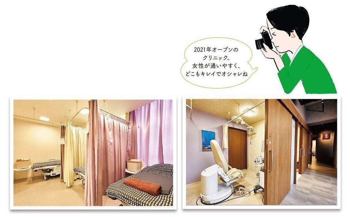 【写真右】診察室。女性医師と女性スタッフのみが診療にあたる。／【写真左】手術後のリカバリー室。