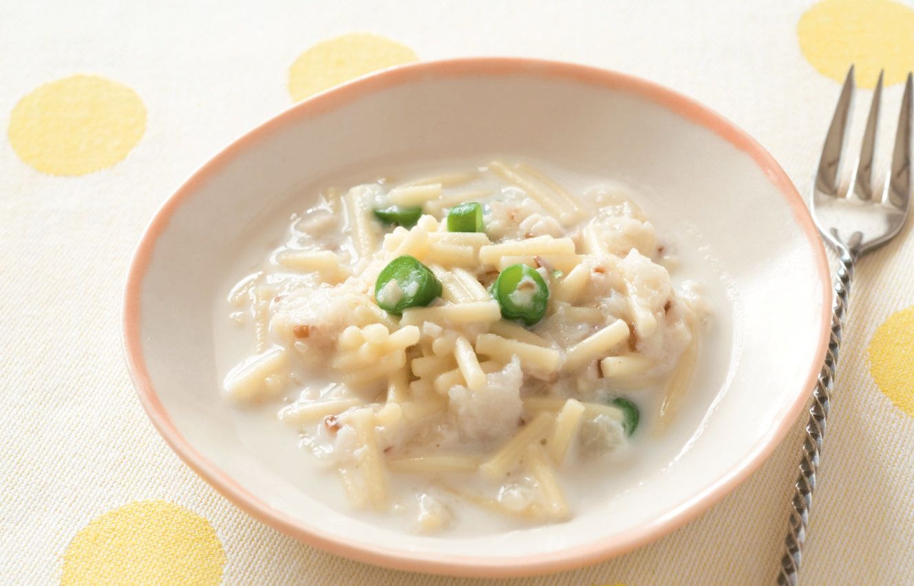 さやいんげんと里いものクリームパスタ 作り方 レシピ 離乳食後期9 11ヶ月ごろ たまひよ