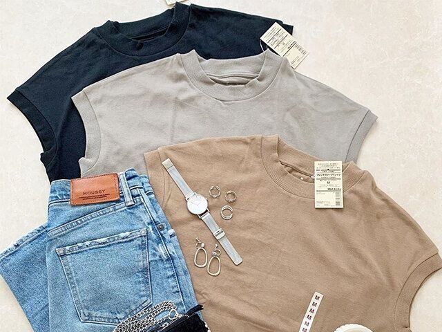 無印の「フレンチスリーブTシャツ」