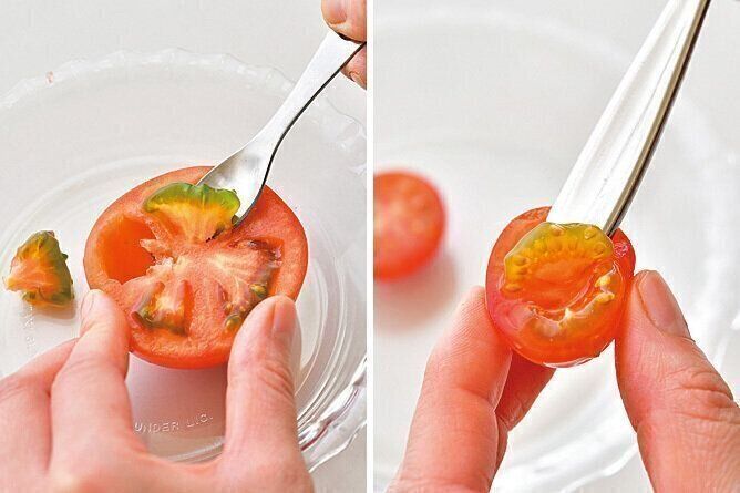 ●トマトの種を取り除く