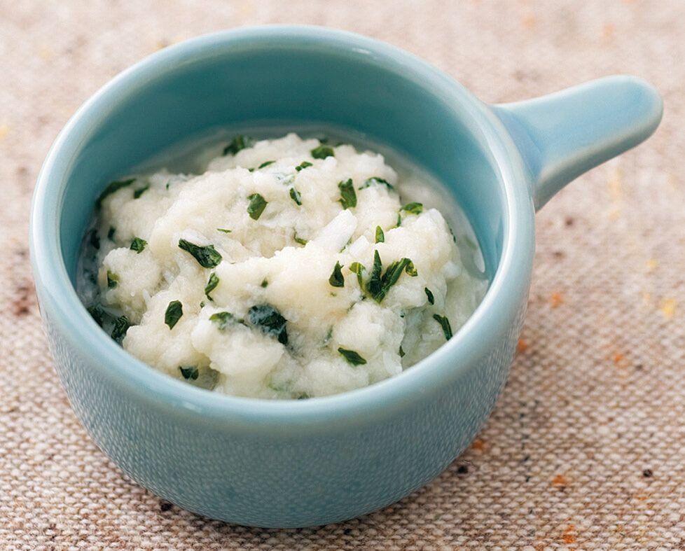 ひらめと小松菜の和風パンがゆ （離乳中期 7～8カ月ごろ）