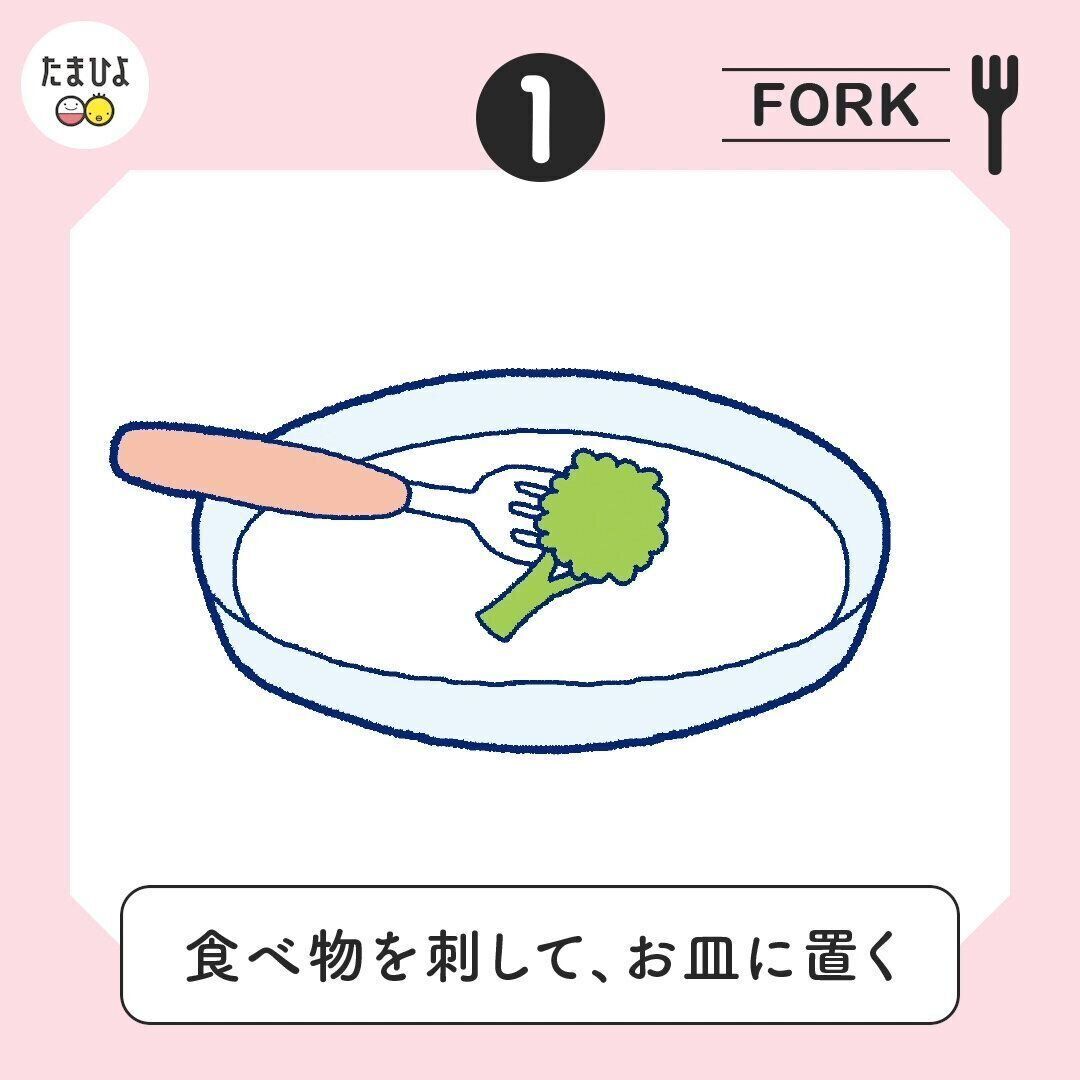 フォークの食べ物の刺し方