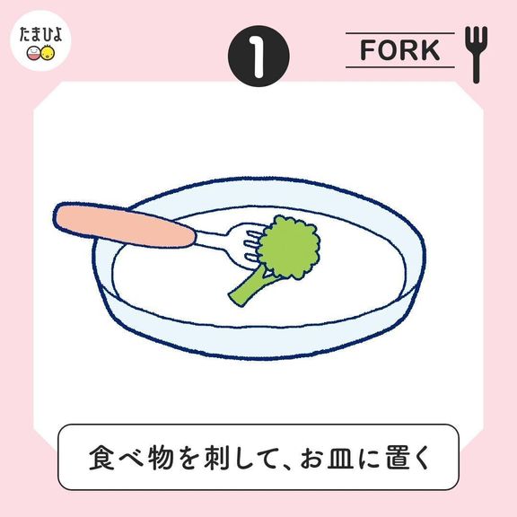 フォークの食べ物の刺し方