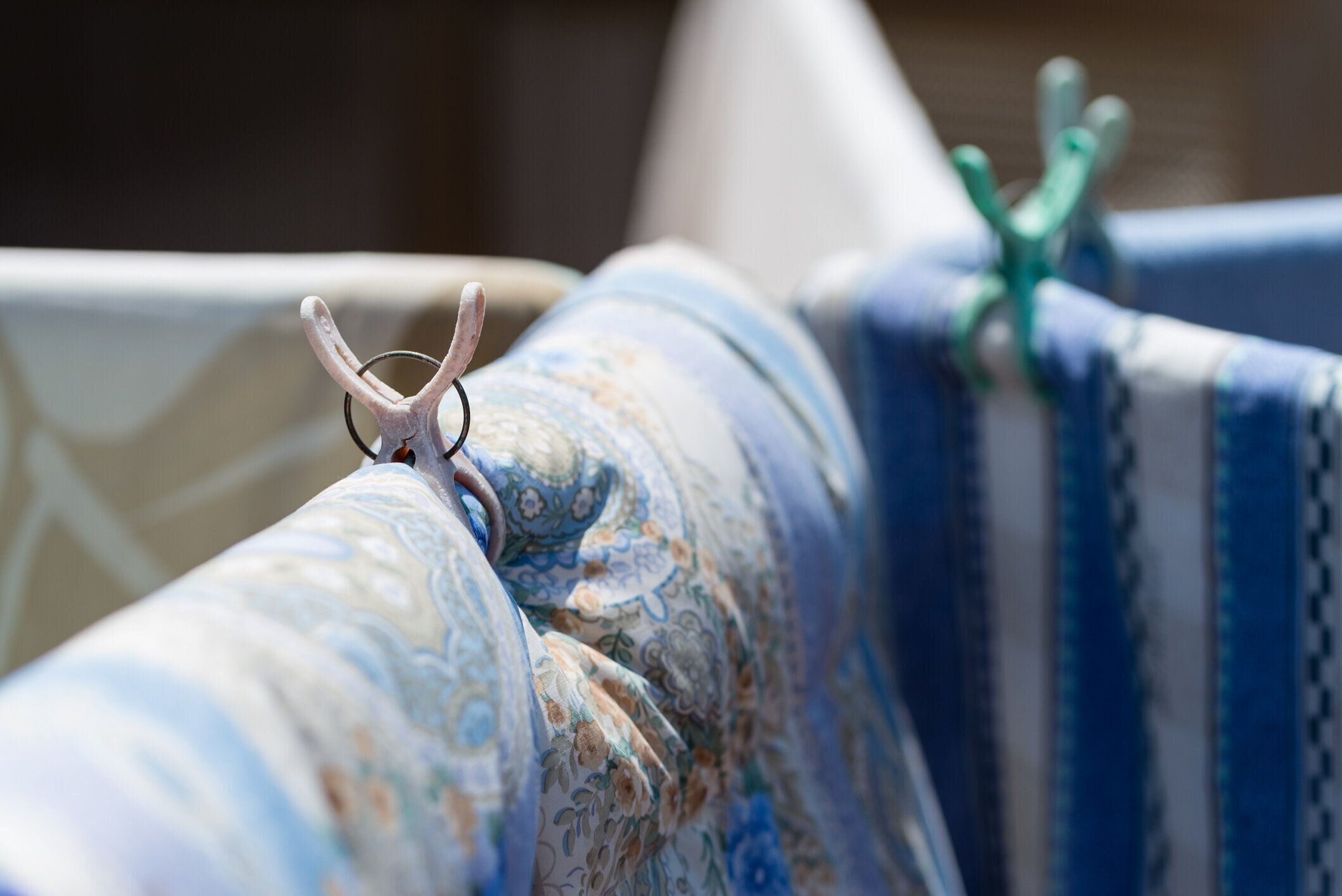 ブランケットに吊るした乾燥